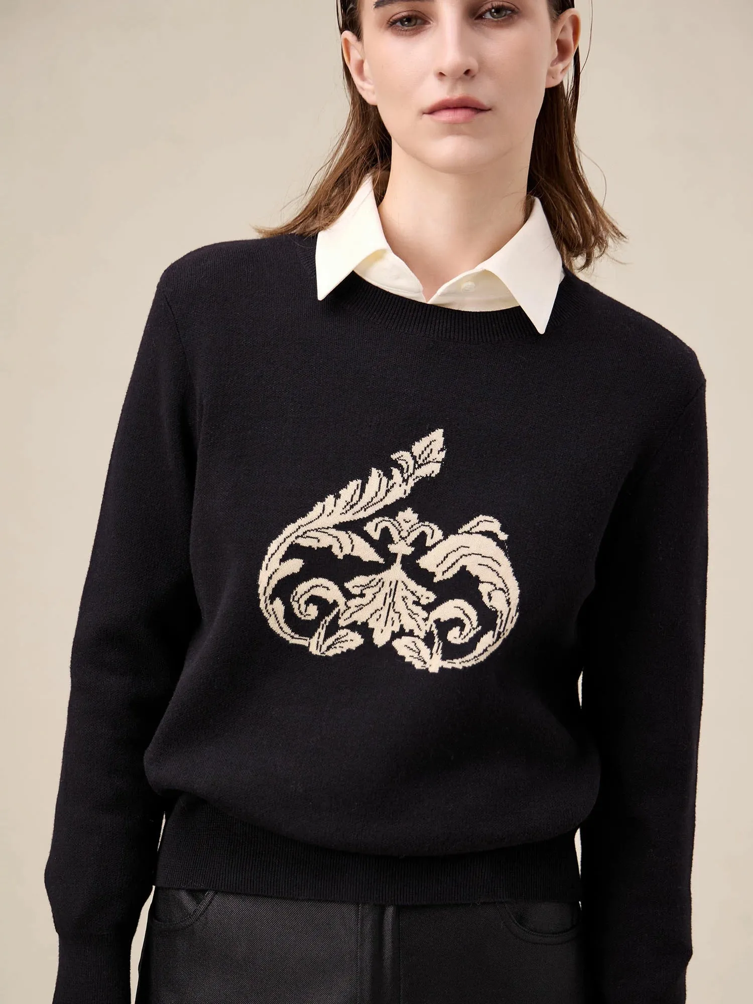 Amoretu Brand Patterned Sweater