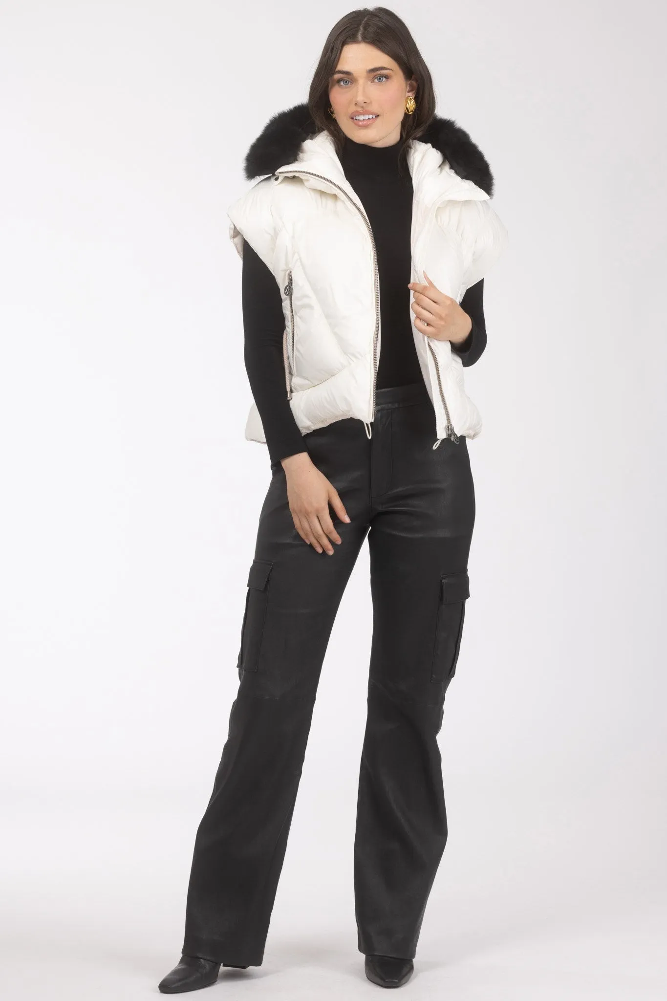 Après-Ski Vest With Detachable Toscana Shearling Lamb Hood Trim