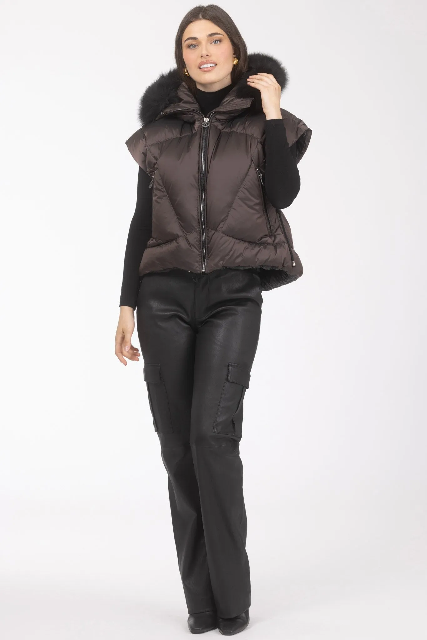 Après-Ski Vest With Detachable Toscana Shearling Lamb Hood Trim