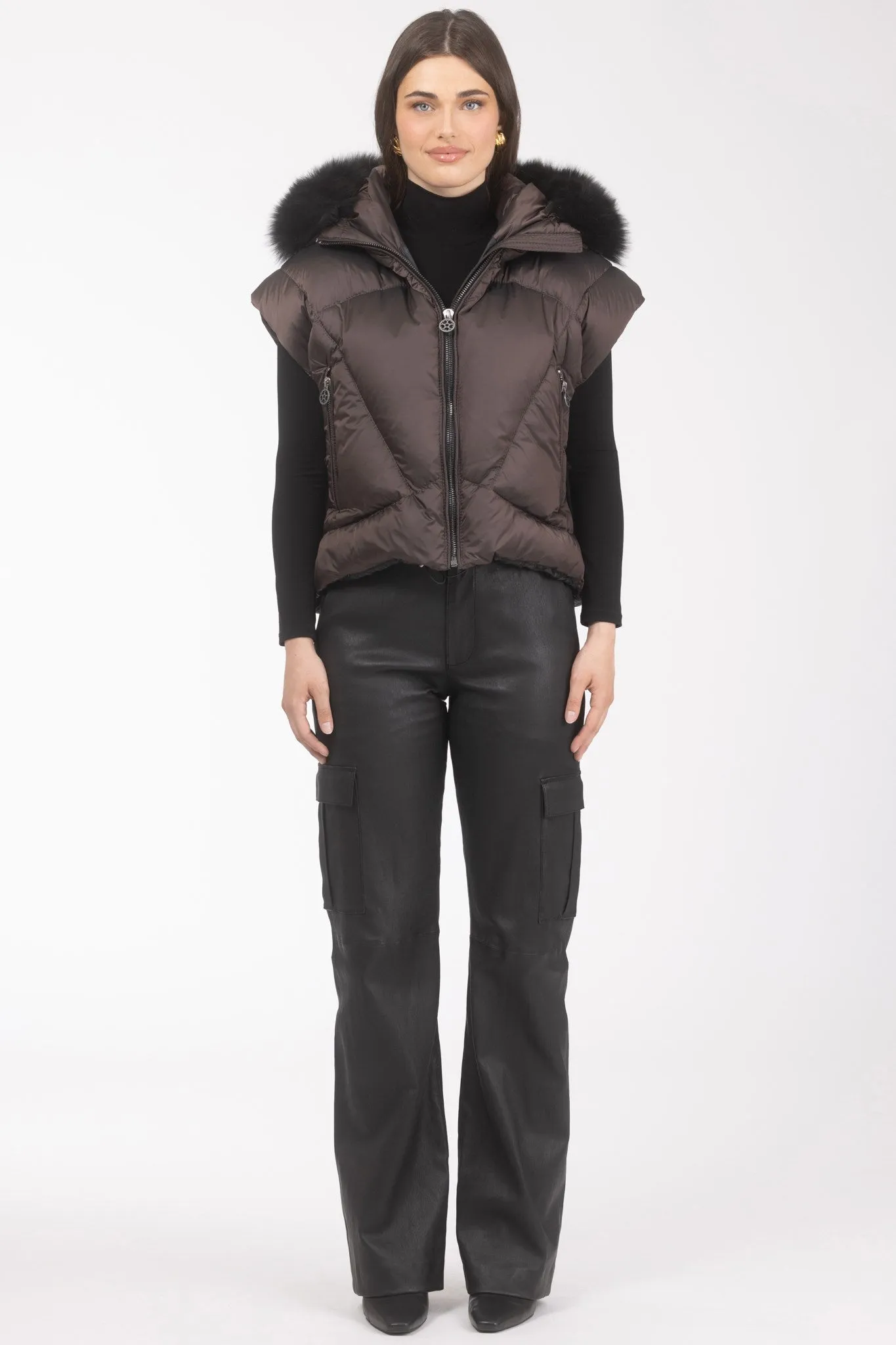 Après-Ski Vest With Detachable Toscana Shearling Lamb Hood Trim
