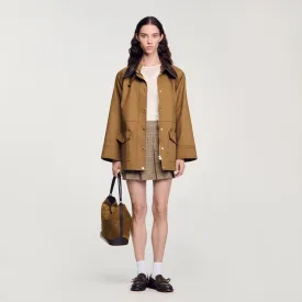 Bastien Coat With Leather Collar Clay