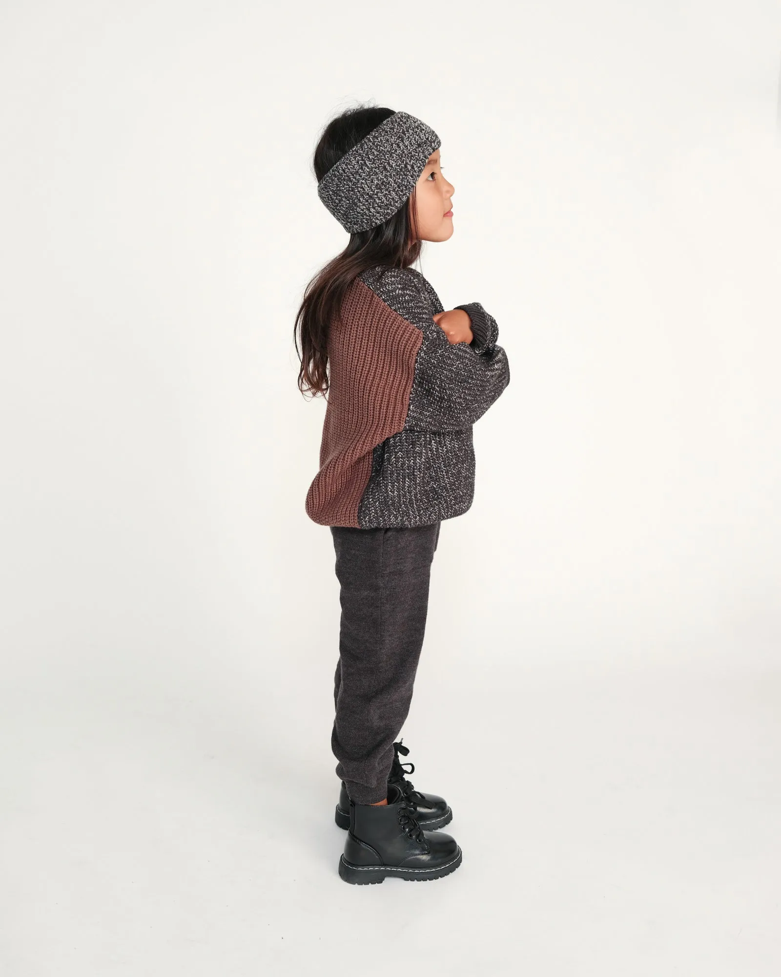 Black Melange Ribbed Joggers - Chunky