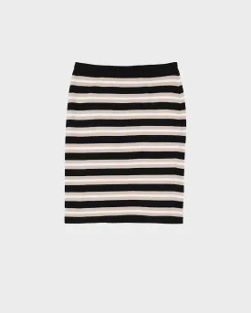 C K Black Stripe Knitted Pencil Skirt - M