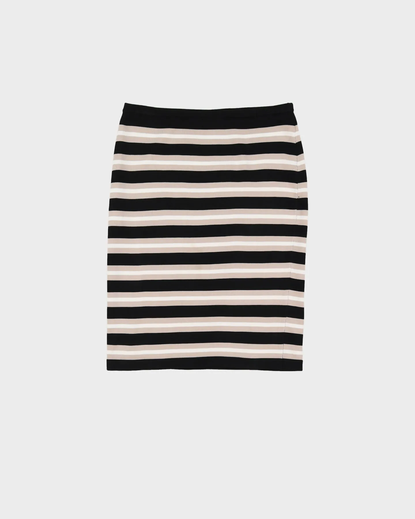 C K Black Stripe Knitted Pencil Skirt - M
