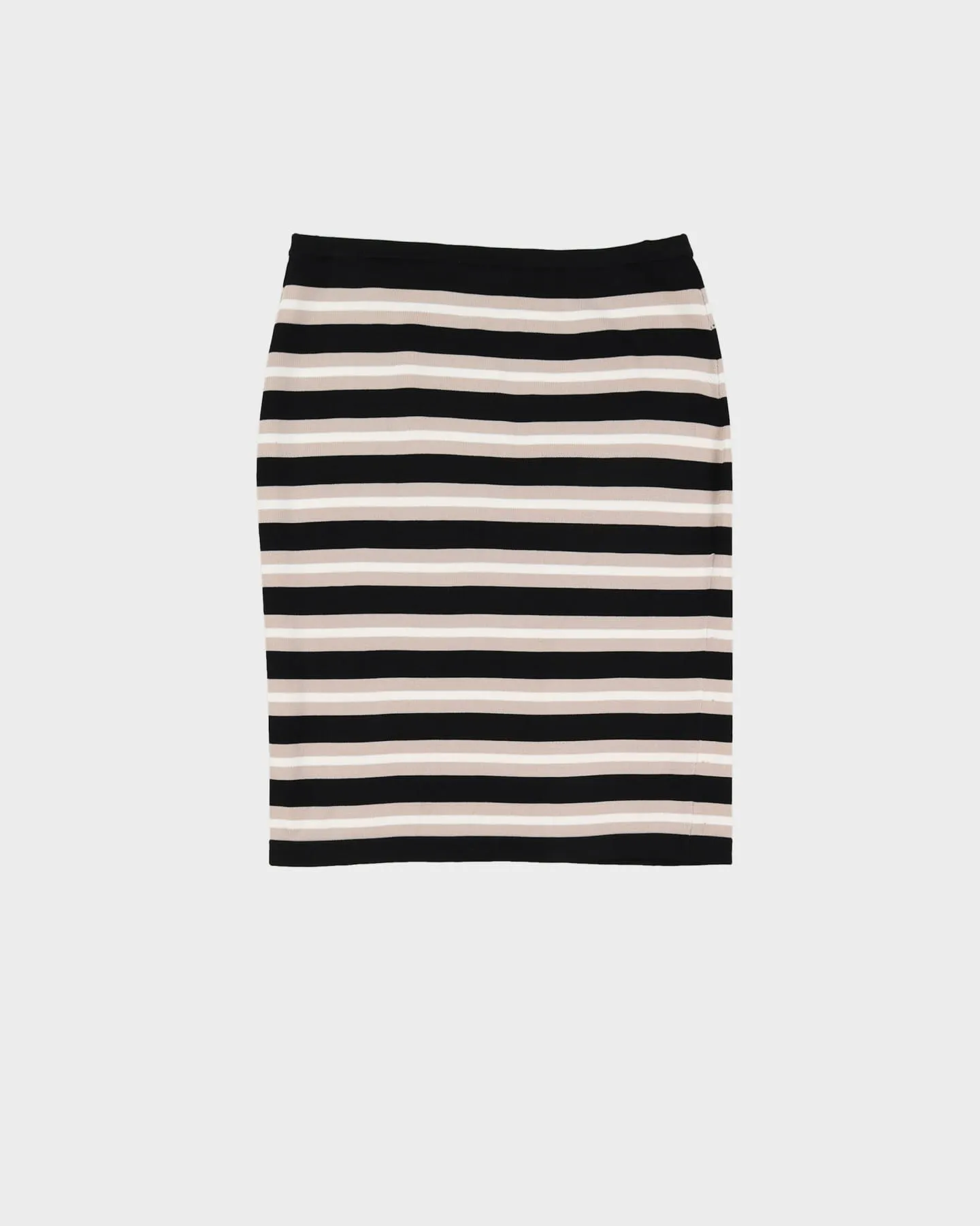 C K Black Stripe Knitted Pencil Skirt - M