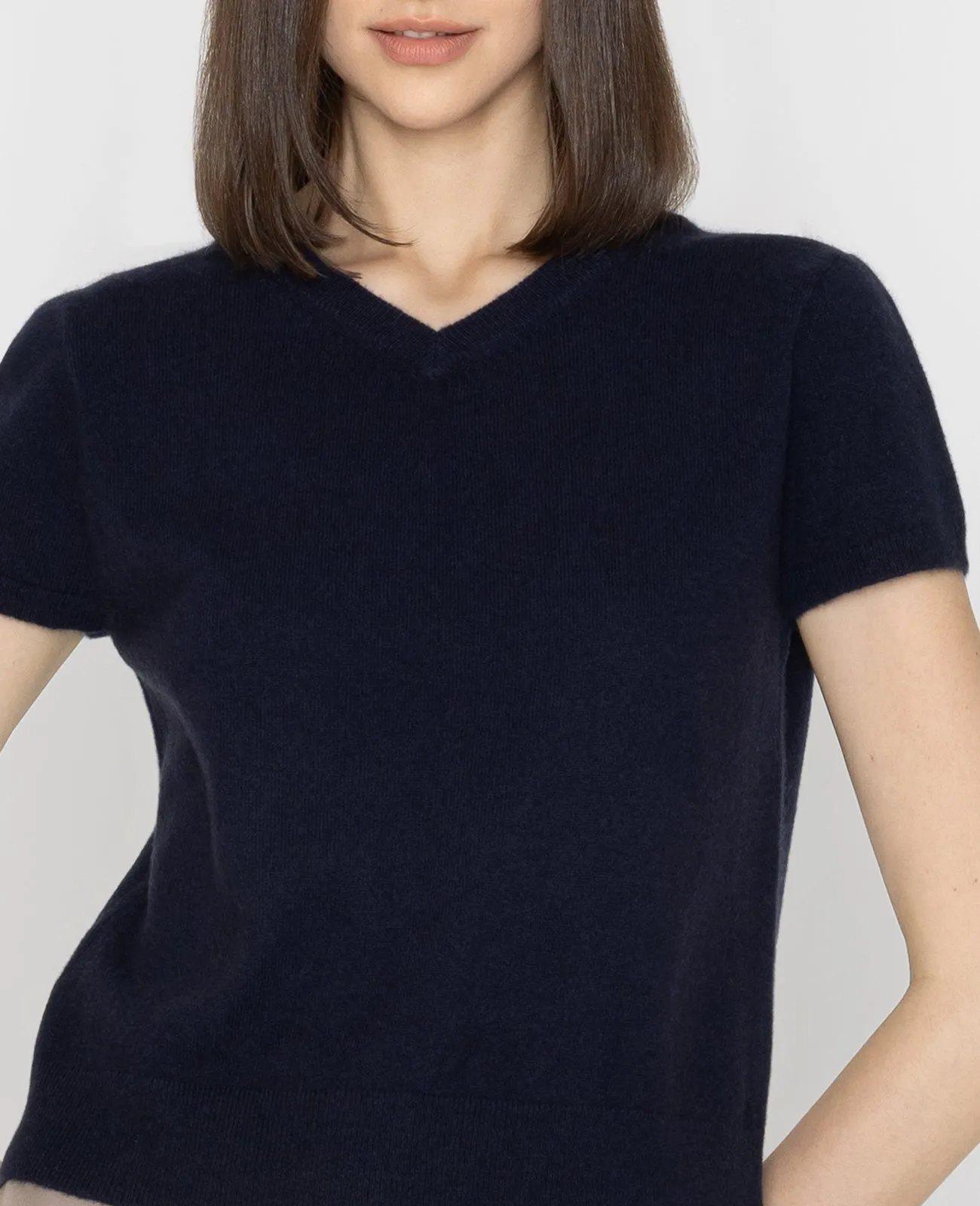 Cashmere 2-Way Short Sleeve Sweater