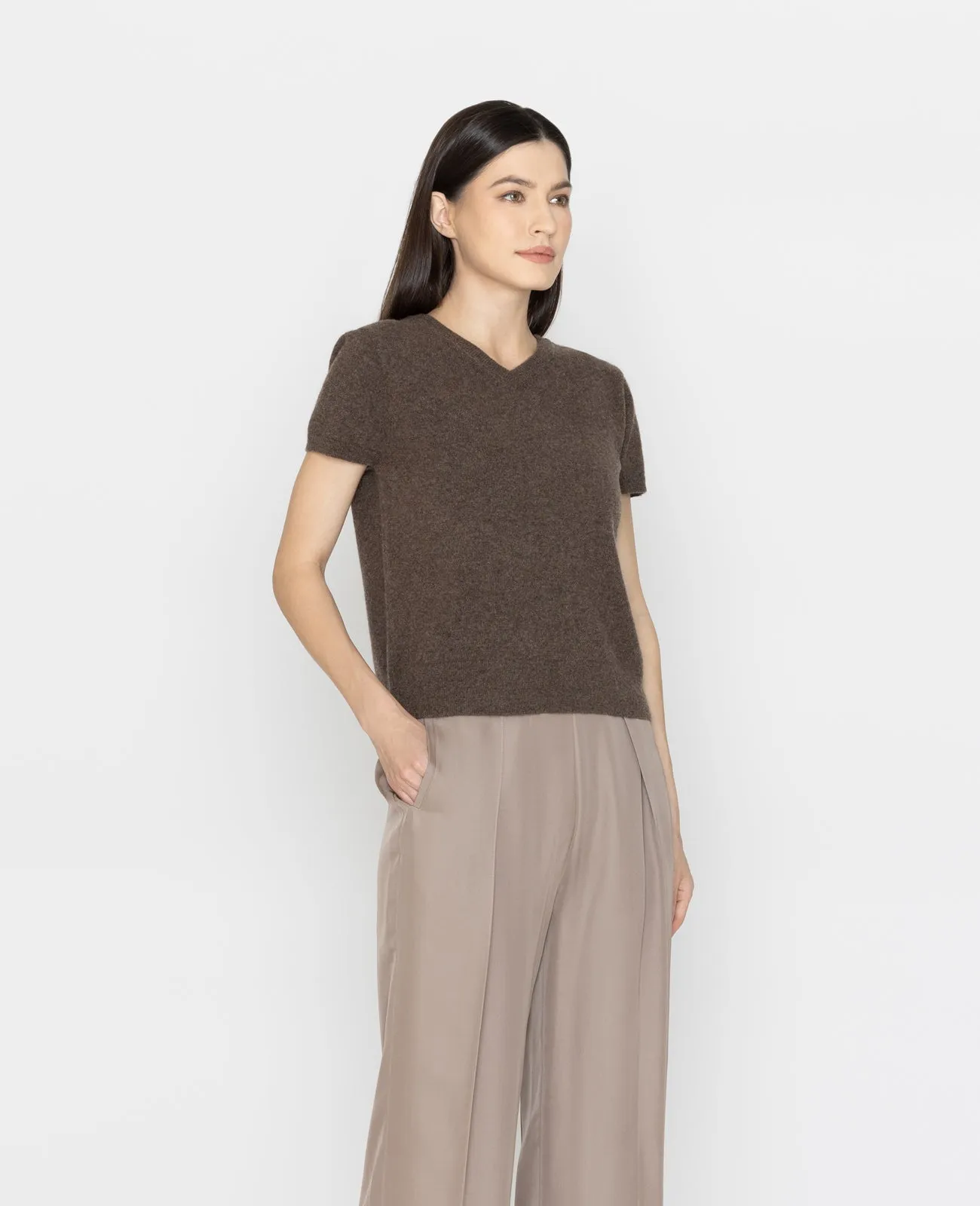 Cashmere 2-Way Short Sleeve Sweater