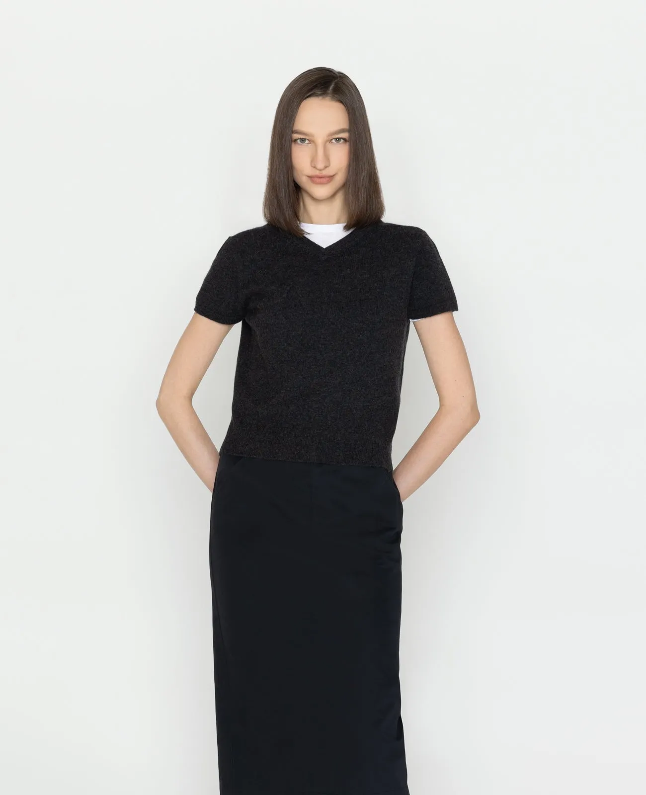 Cashmere 2-Way Short Sleeve Sweater
