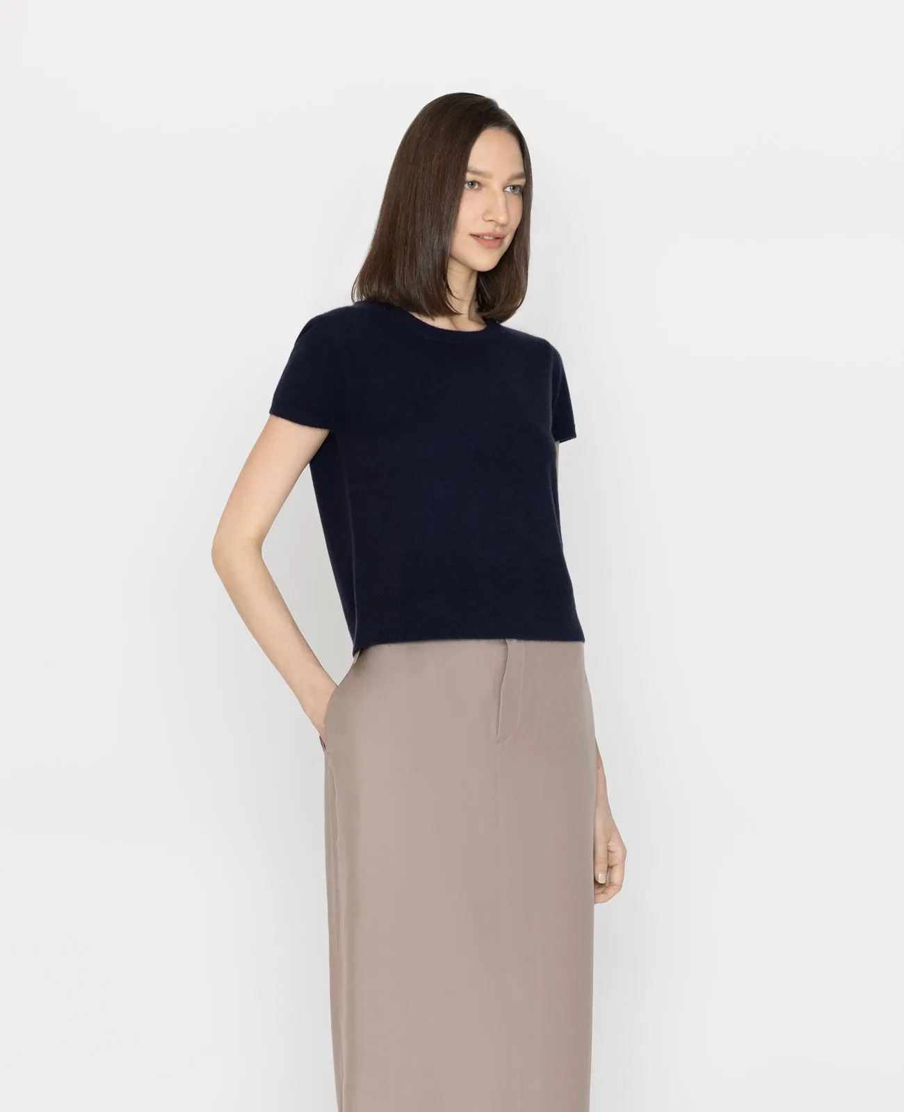 Cashmere 2-Way Short Sleeve Sweater
