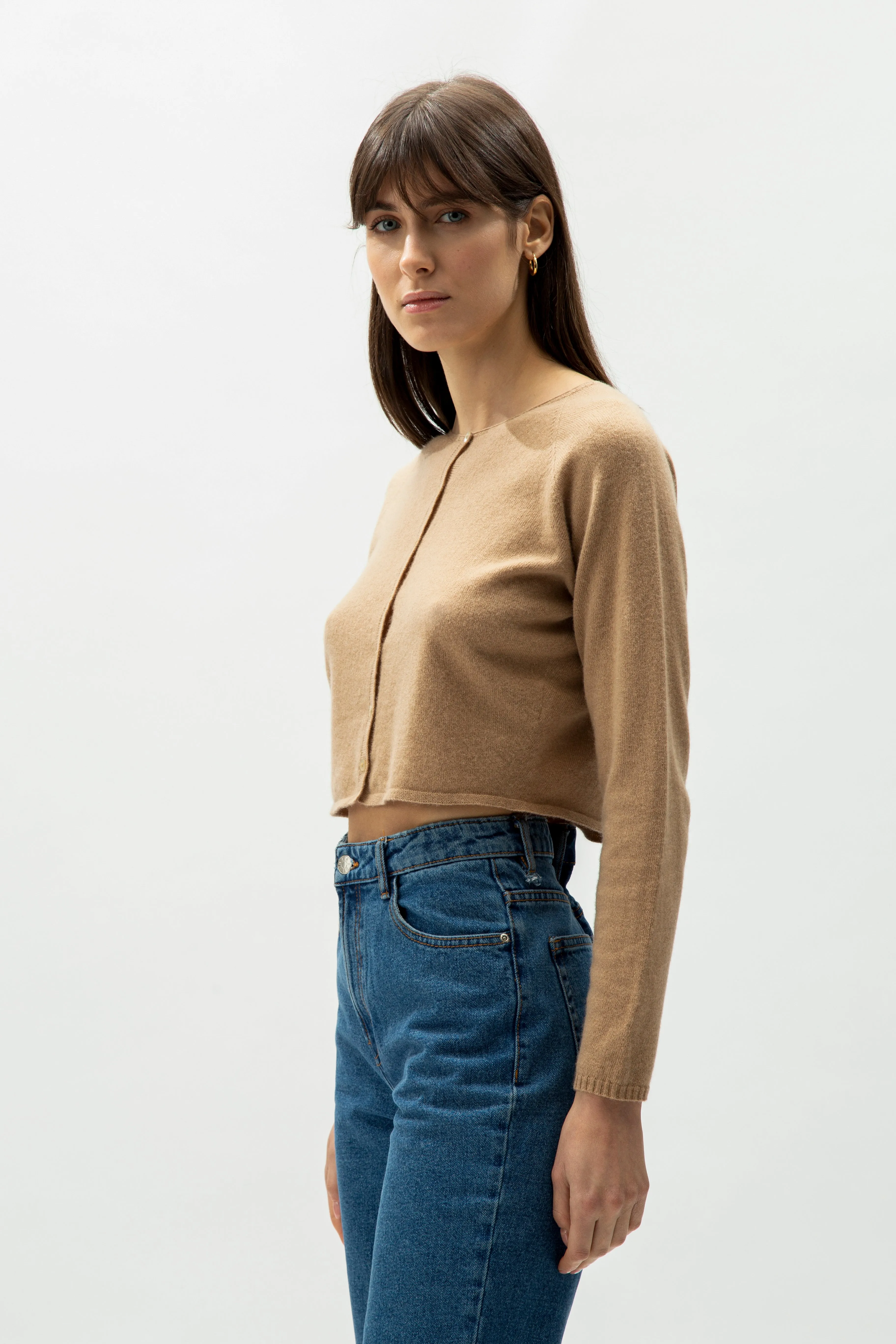 Cashmere mix cropped cardigan  (3D-Knit)