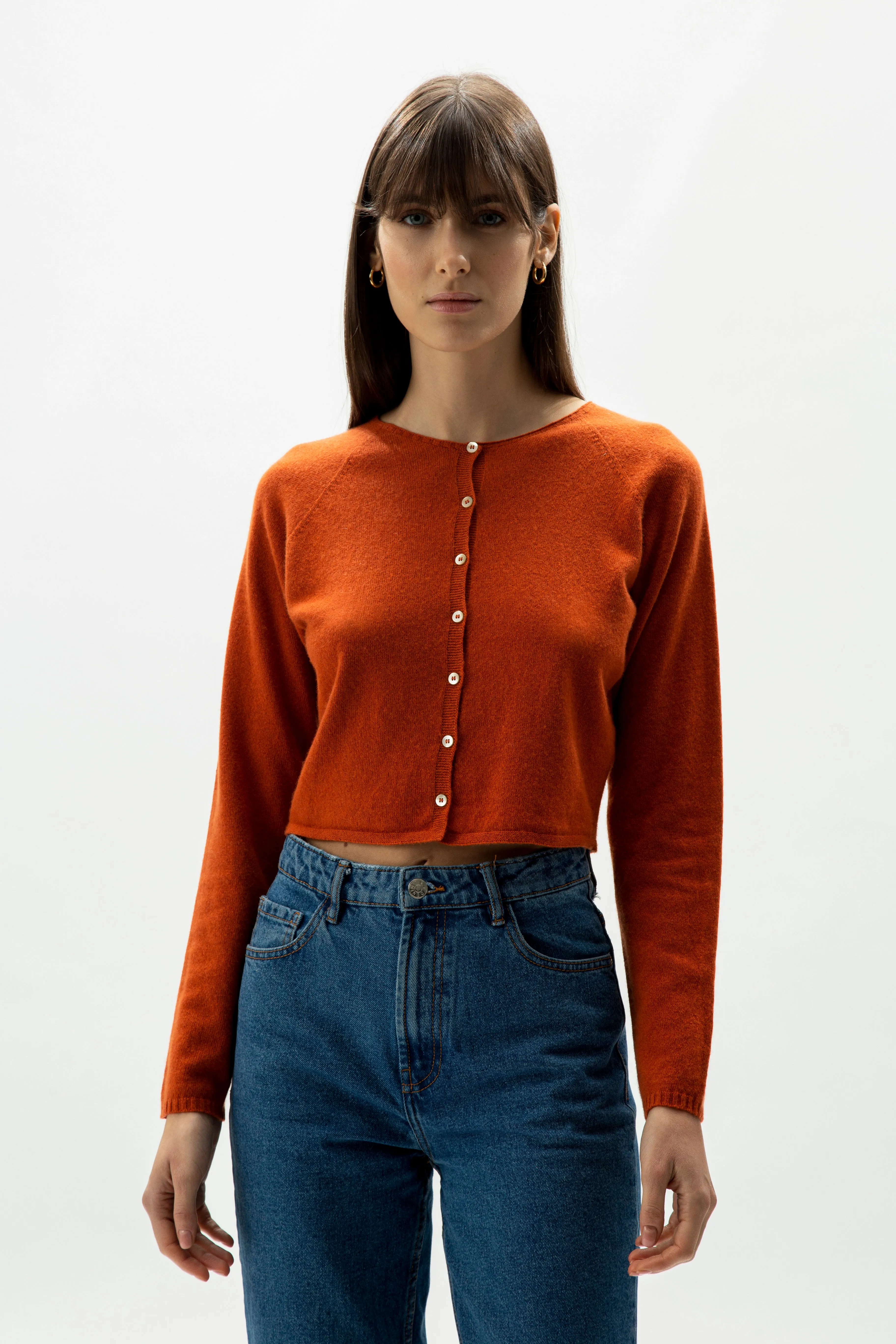 Cashmere mix cropped cardigan  (3D-Knit)