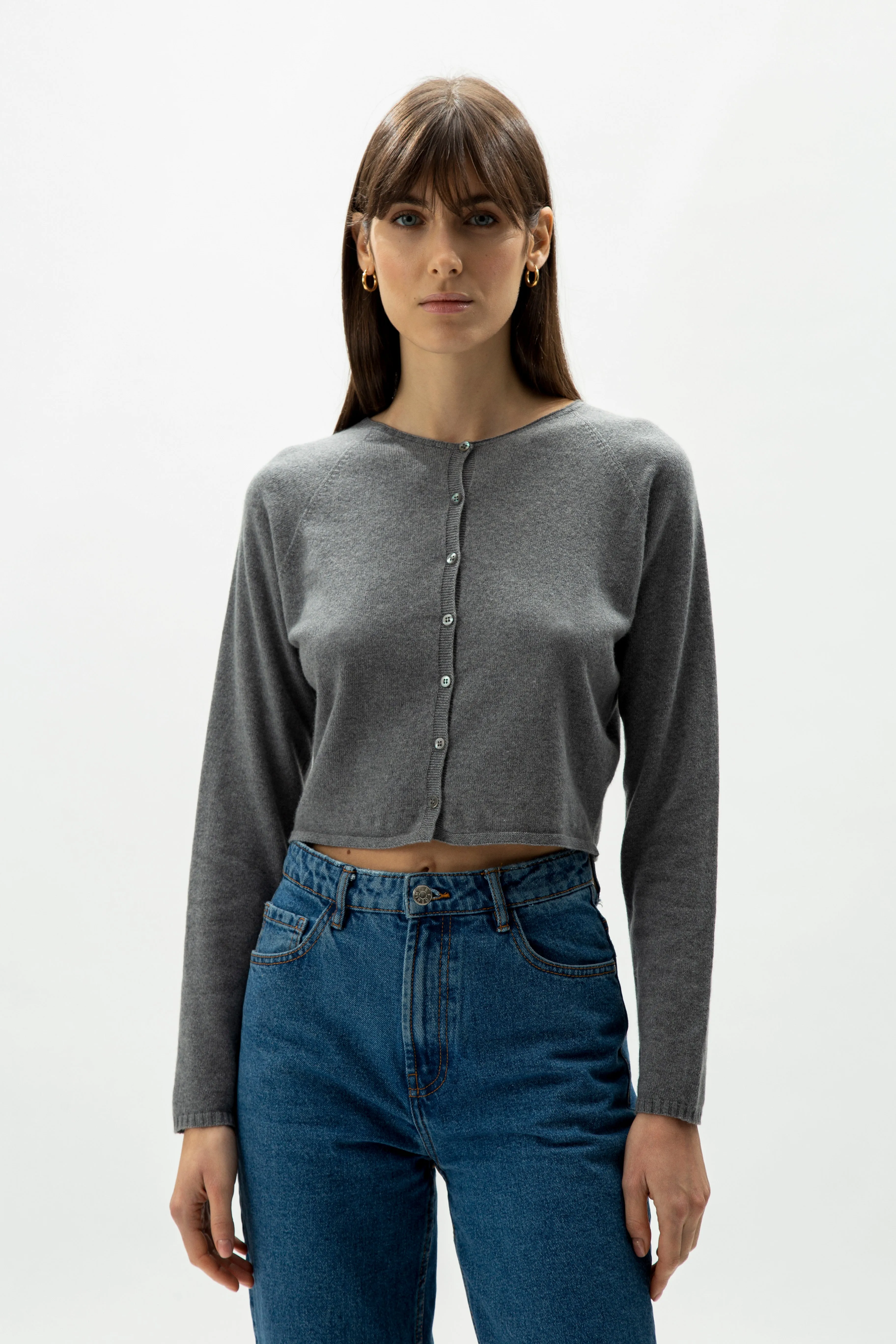 Cashmere mix cropped cardigan  (3D-Knit)