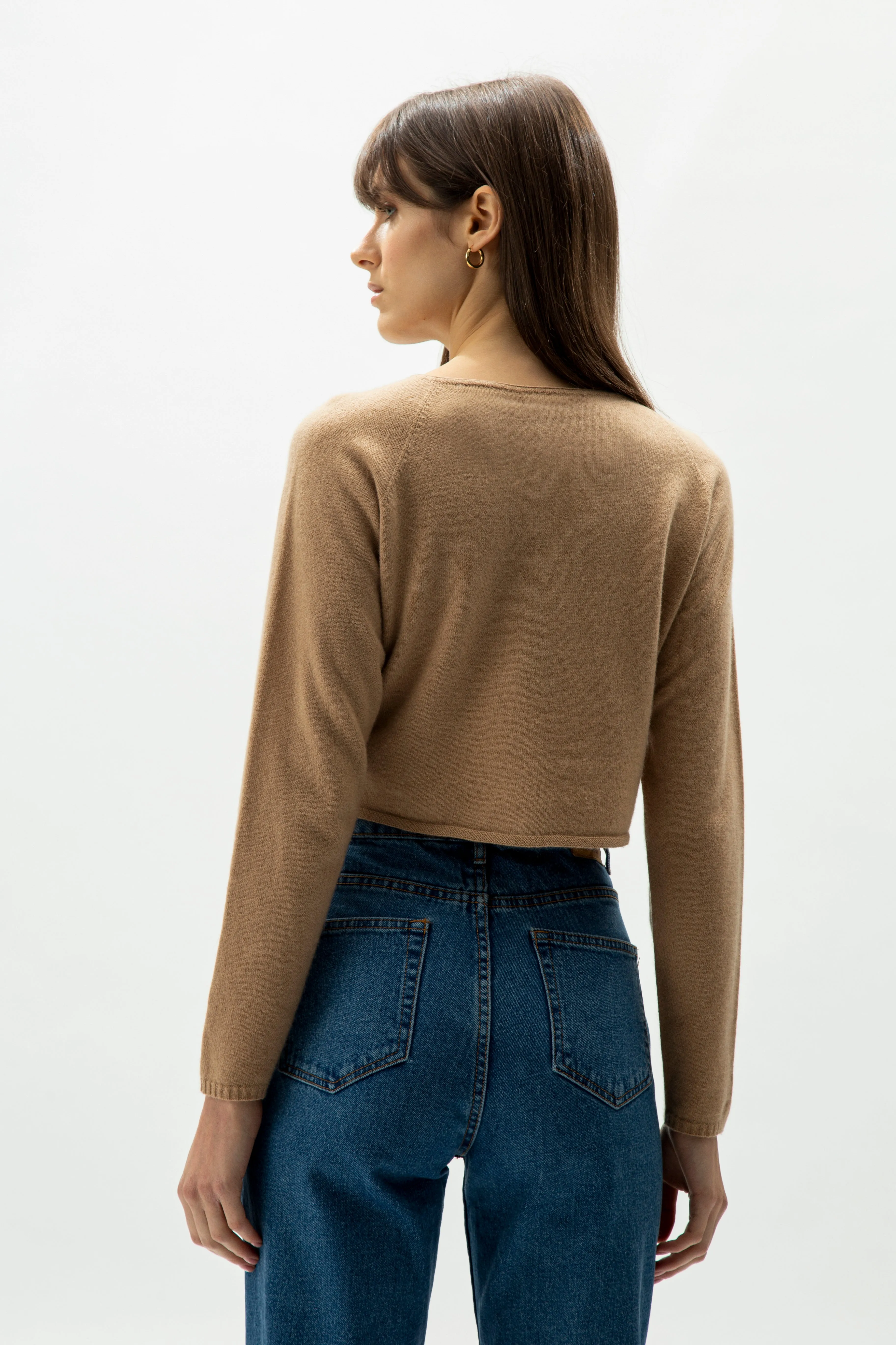 Cashmere mix cropped cardigan  (3D-Knit)