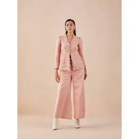 CHANDRIMA Pink Quilted Peplum Jacket