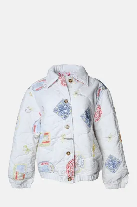 Claudia Bomber Hotel Embroideries White
