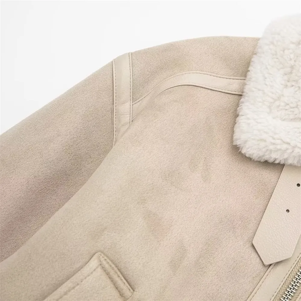 Dames Beige Sude Jas - Tijdloos en Warm voor Elk Seizoen