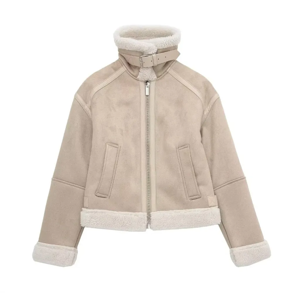 Dames Beige Sude Jas - Tijdloos en Warm voor Elk Seizoen