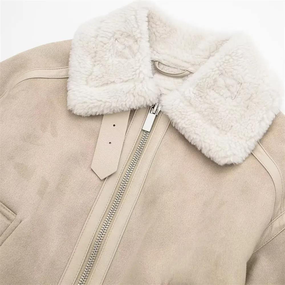 Dames Beige Sude Jas - Tijdloos en Warm voor Elk Seizoen