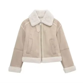 Dames Beige Sude Jas - Tijdloos en Warm voor Elk Seizoen