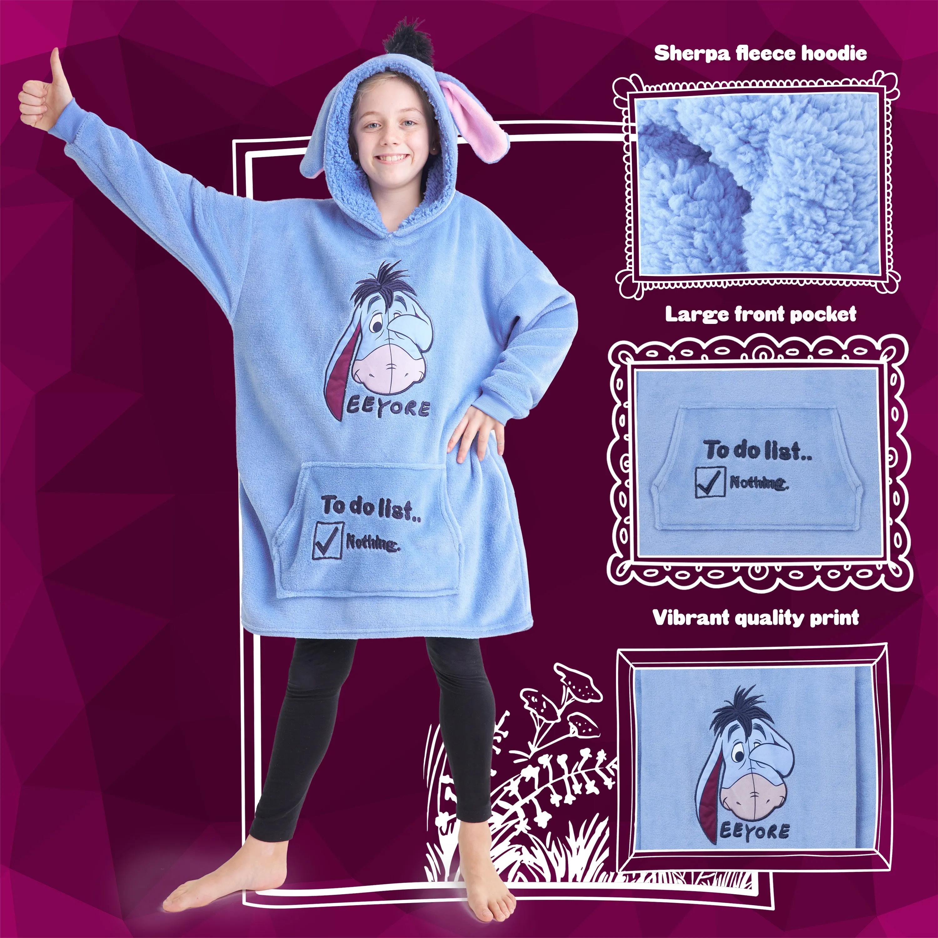 Disney Hoodies for Kids, Oversized Hoodie Blanket - Eeyore