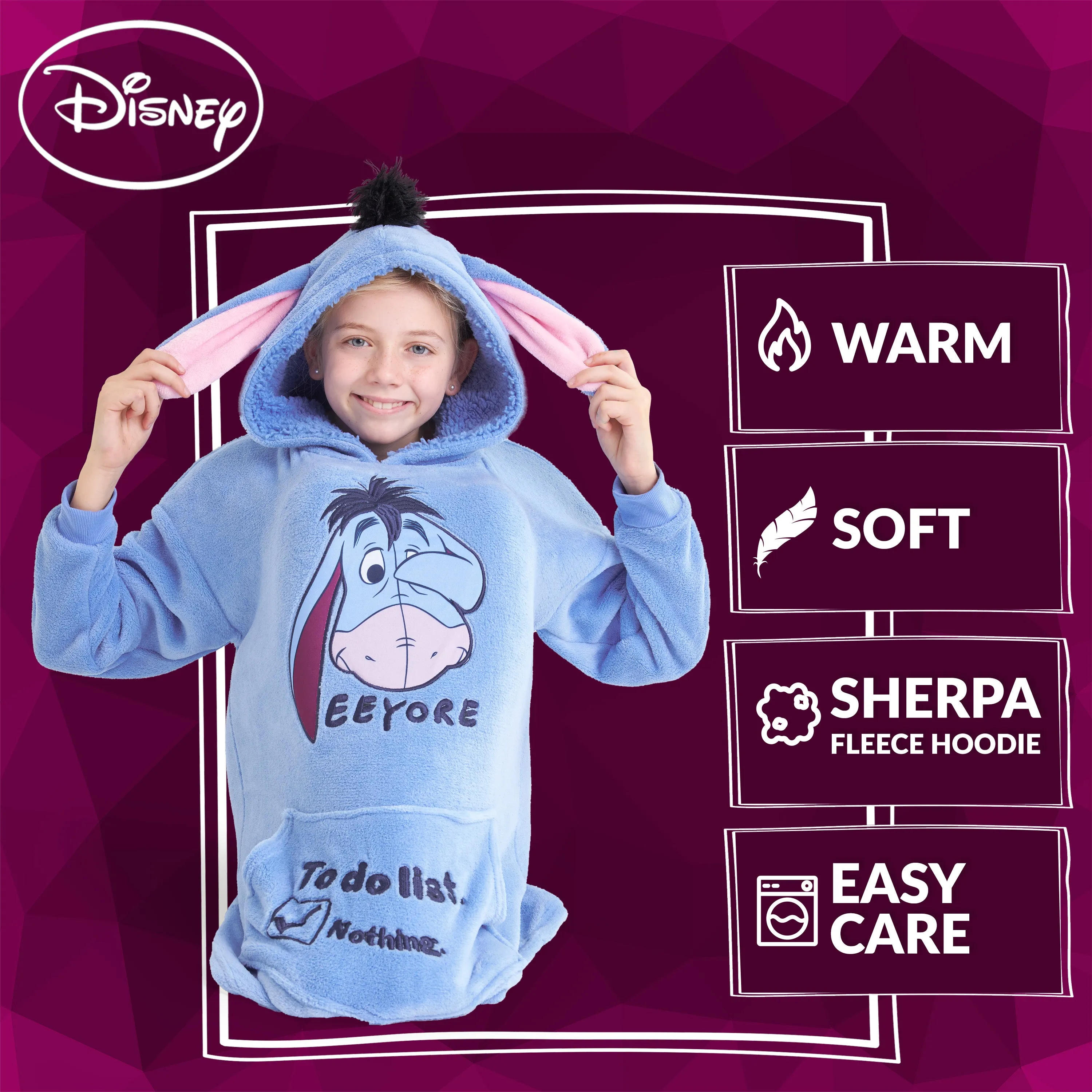 Disney Hoodies for Kids, Oversized Hoodie Blanket - Eeyore
