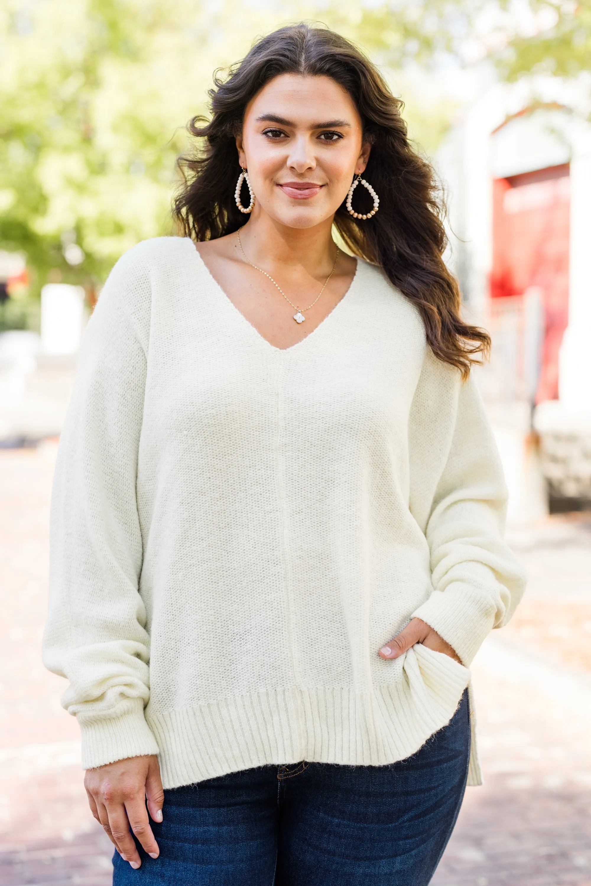 Hanging Around Sweater, Cream