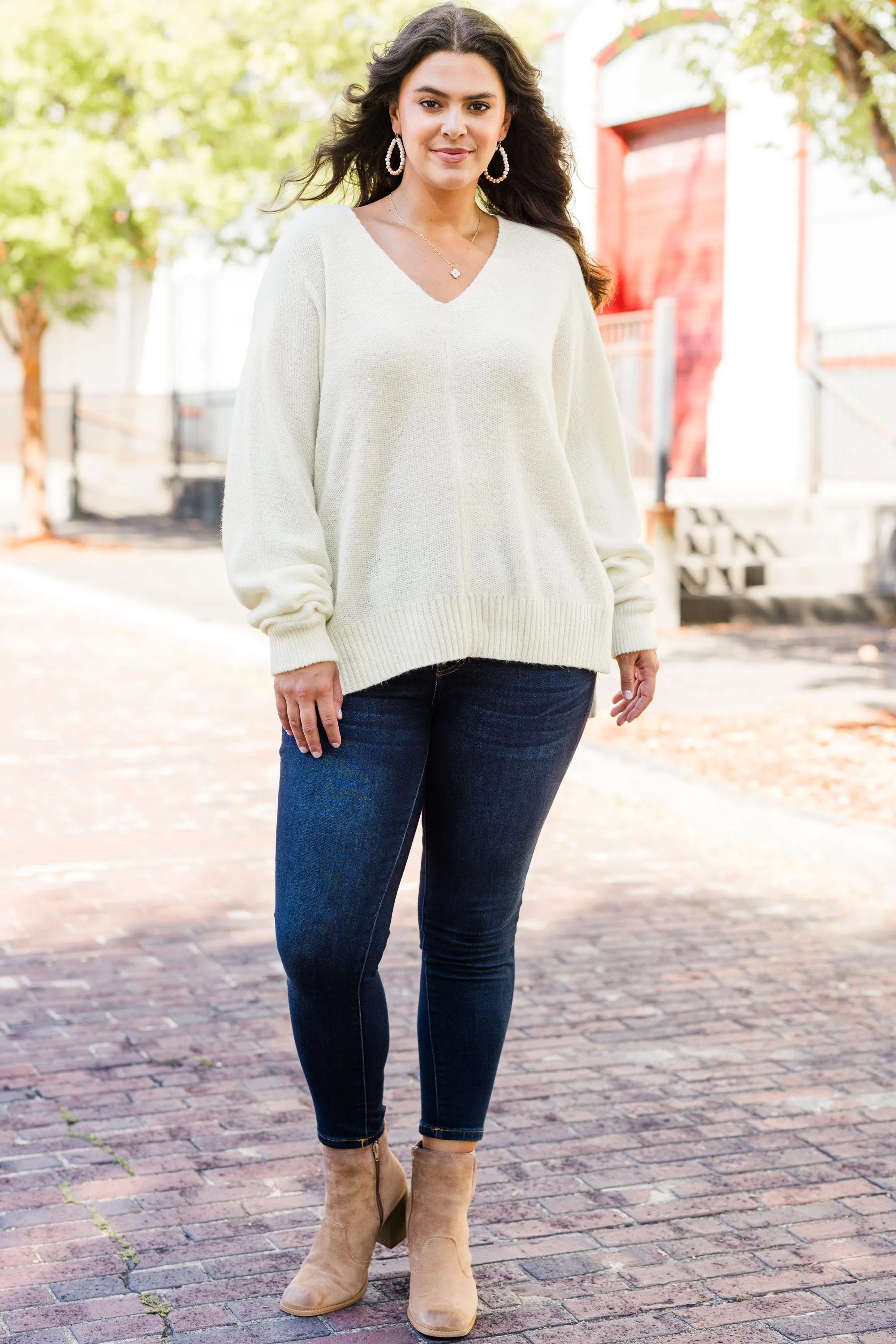 Hanging Around Sweater, Cream