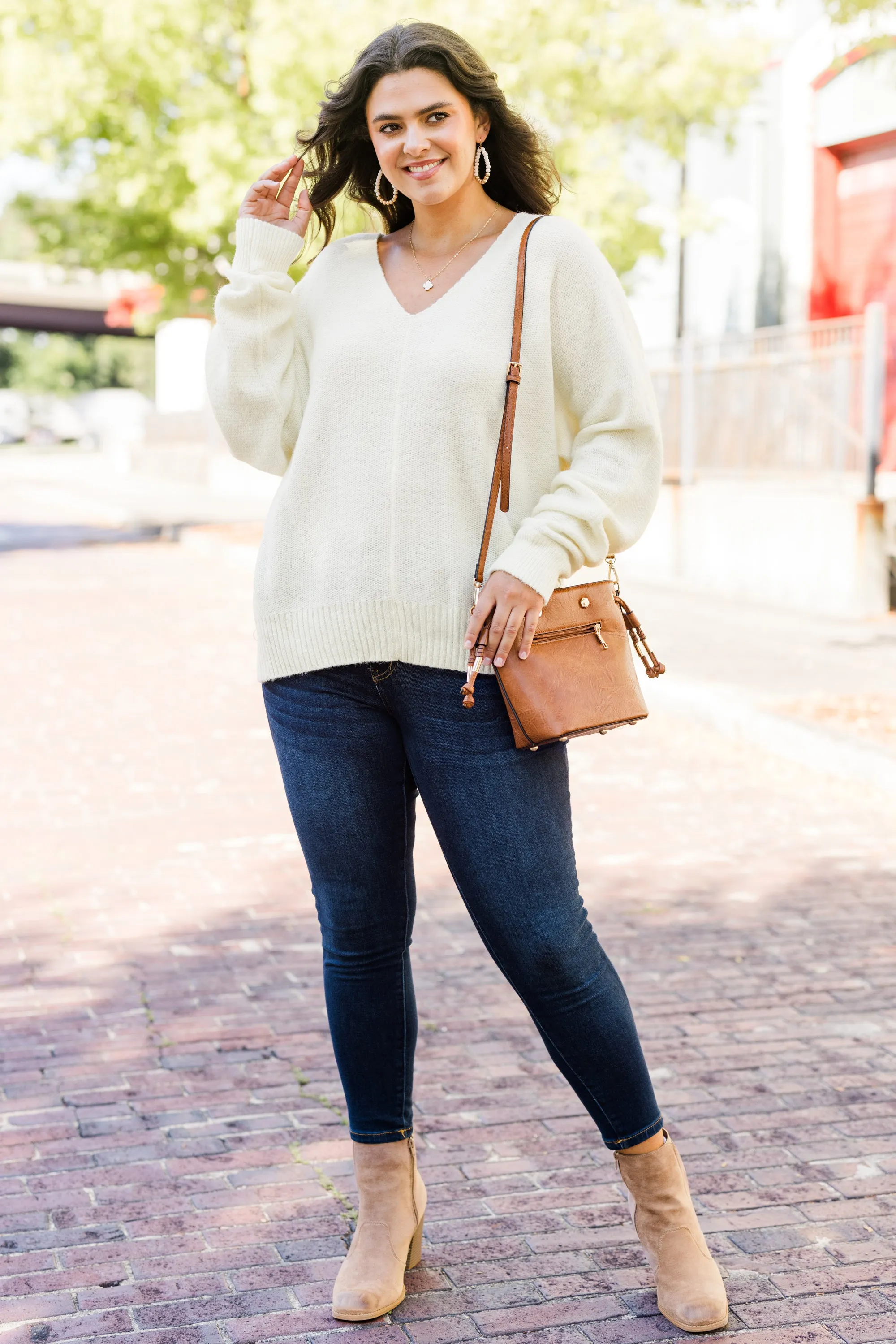 Hanging Around Sweater, Cream