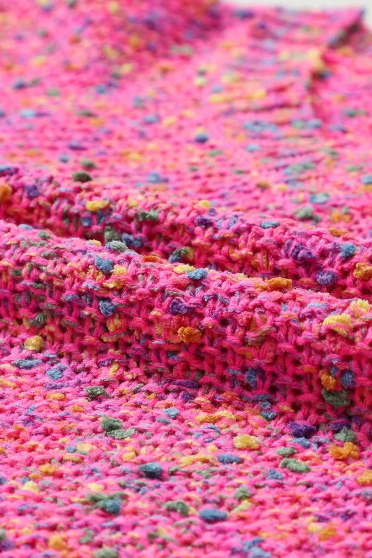 Hot Pink Mixed Color Chunky Knit Sweater