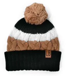 Little Bipsy - Chunky Pom Beanie in Nutmeg Stripe
