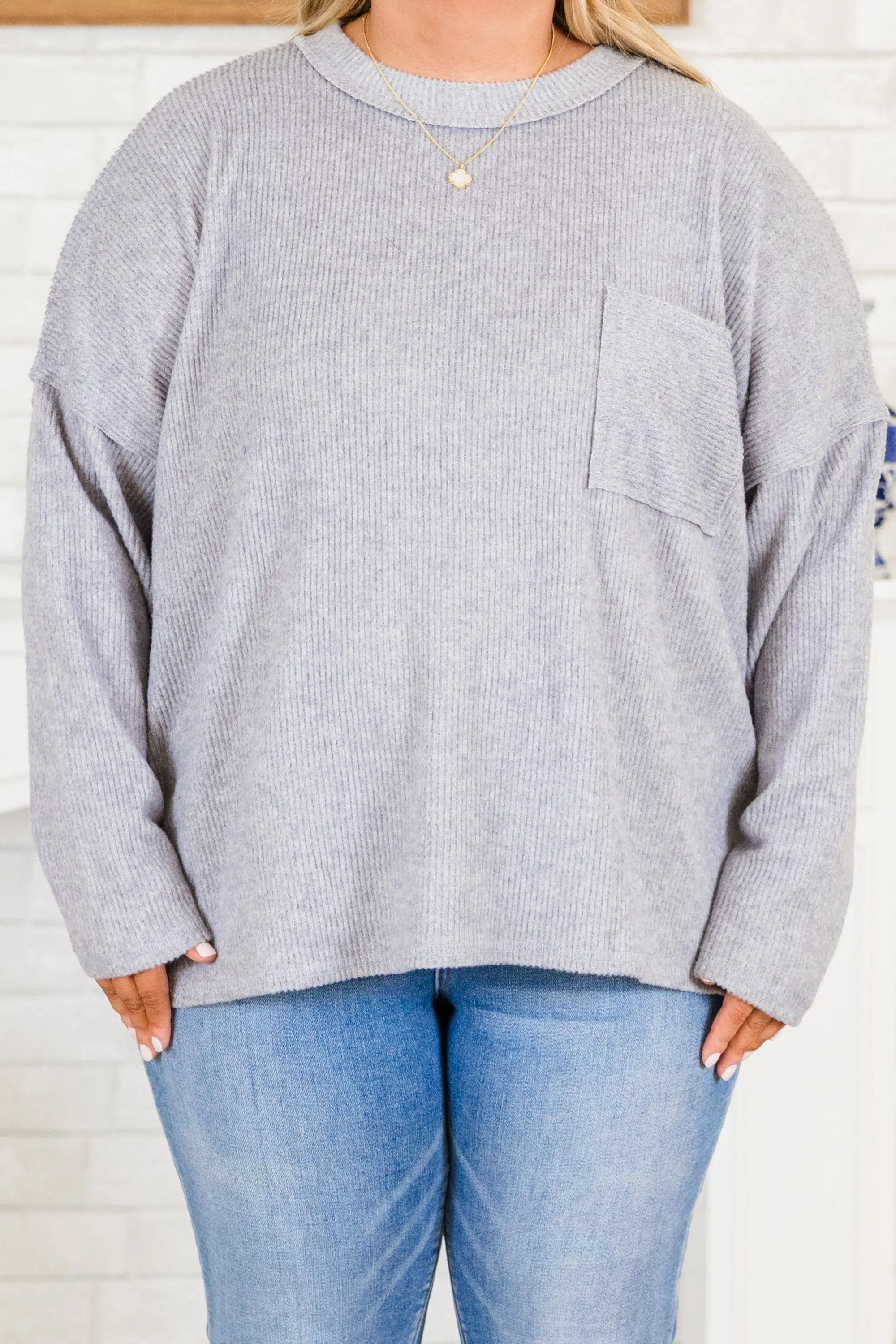 Lookin' Good Feelin' Better Sweater, Heather Gray
