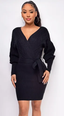 Maia Black Sweater Dress