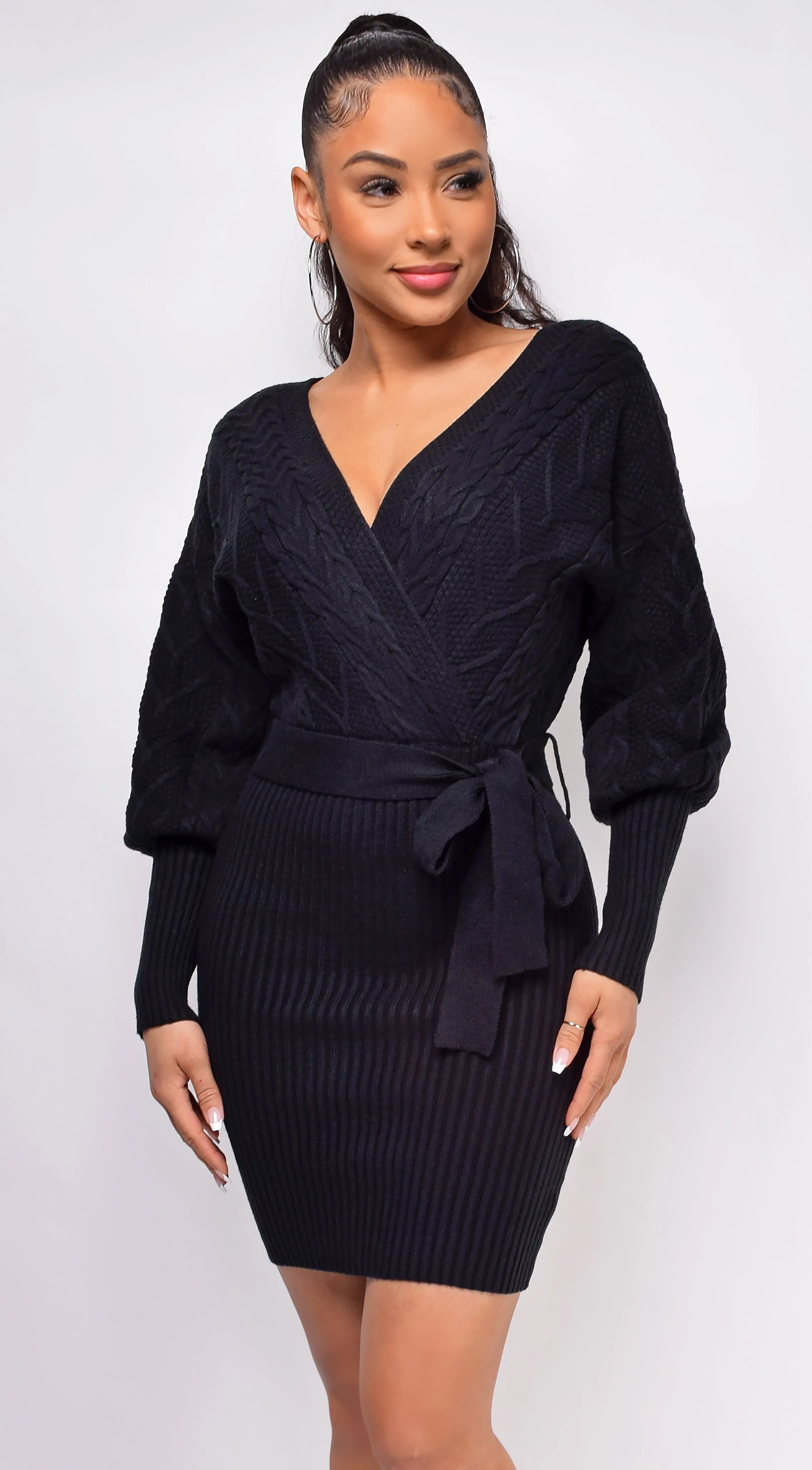 Maia Black Sweater Dress