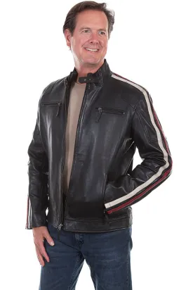 Men's Leather Jacket Collection: Scully Motorcycle Racer Black