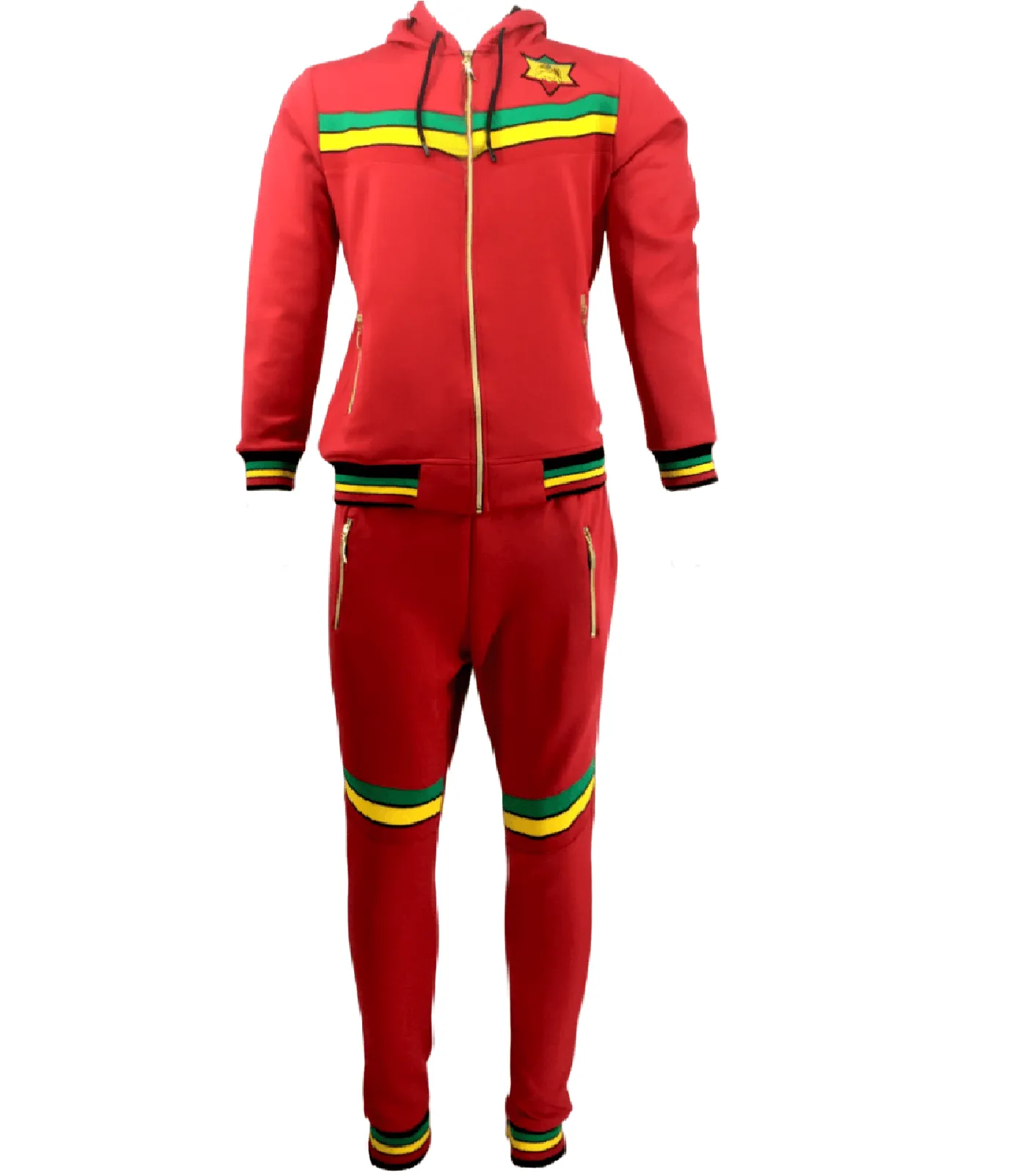 Mens Tracksuit 2 Piece Zipper Rasta Multicolour Men's Matching Sweatshirts Sweatpants Athletic Hoodie & Joggers Zip Pants Bottoms Track Suit