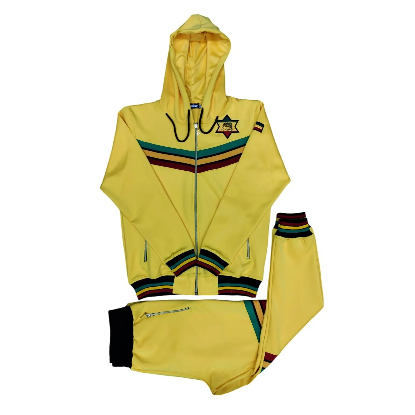 Mens Tracksuit 2 Piece Zipper Rasta Multicolour Men's Matching Sweatshirts Sweatpants Athletic Hoodie & Joggers Zip Pants Bottoms Track Suit