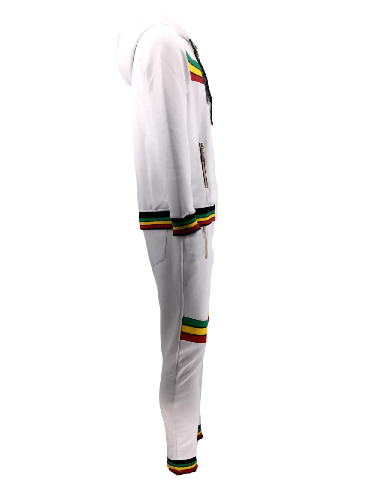 Mens Tracksuit 2 Piece Zipper Rasta Multicolour Men's Matching Sweatshirts Sweatpants Athletic Hoodie & Joggers Zip Pants Bottoms Track Suit