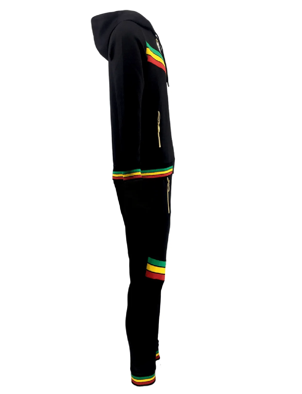Mens Tracksuit 2 Piece Zipper Rasta Multicolour Men's Matching Sweatshirts Sweatpants Athletic Hoodie & Joggers Zip Pants Bottoms Track Suit