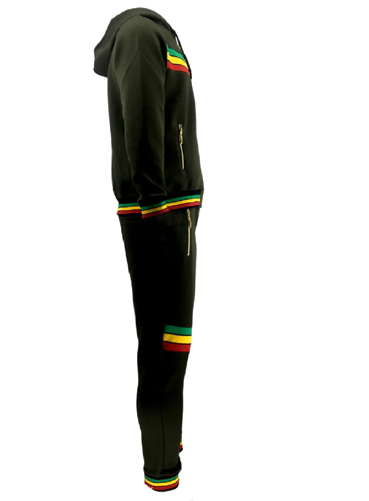 Mens Tracksuit 2 Piece Zipper Rasta Multicolour Men's Matching Sweatshirts Sweatpants Athletic Hoodie & Joggers Zip Pants Bottoms Track Suit