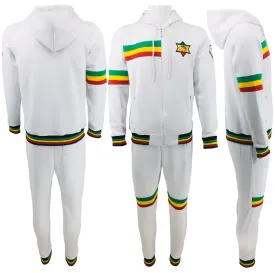 Mens Tracksuit 2 Piece Zipper Rasta White Men's Matching Sweatshirts Sweatpants Athletic Hoodie & Joggers Zip Pants Bottoms Track Suit