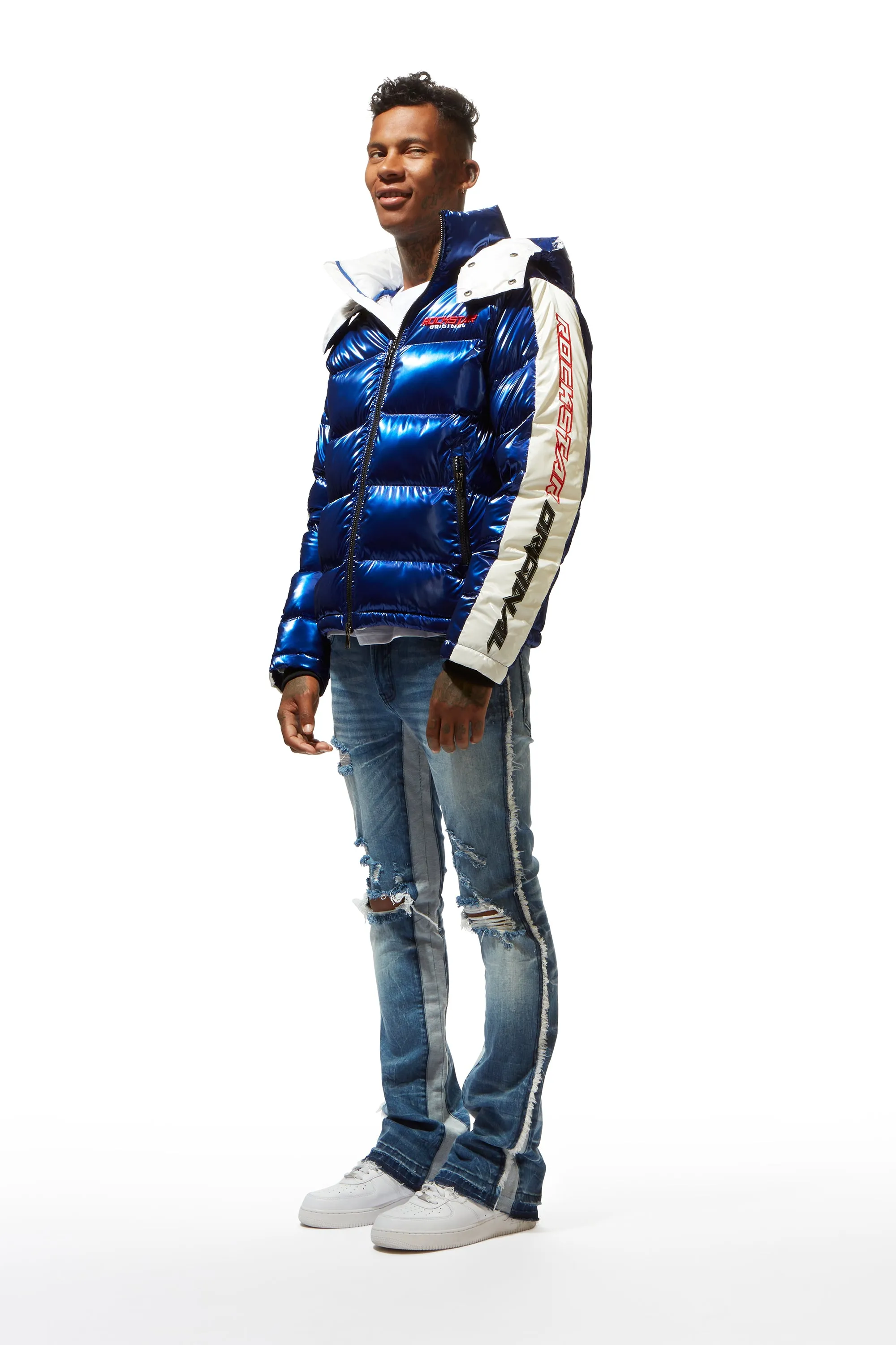 Metallic Royal Blue Alasia Puffer Jacket