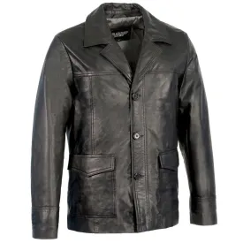Milwaukee Leather SFM1870  Men's Button Front Black Leather Car Coat Jacket