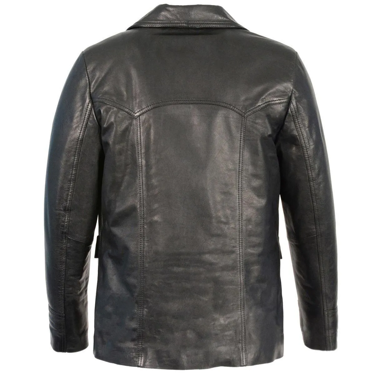 Milwaukee Leather SFM1870  Men's Button Front Black Leather Car Coat Jacket
