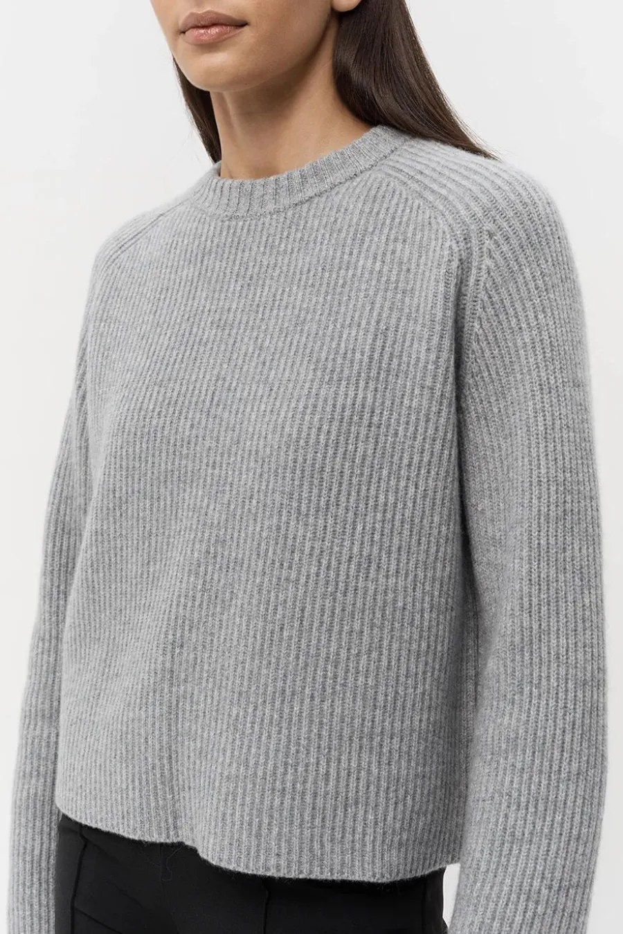 Monroe Wool-Cashmere Knit Jumper Grey Marle