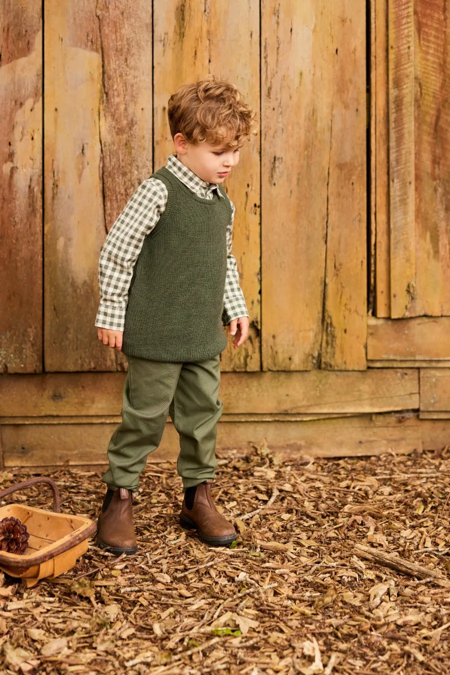 Nature Baby Merino Knit Vest - Thyme Chunky Knit