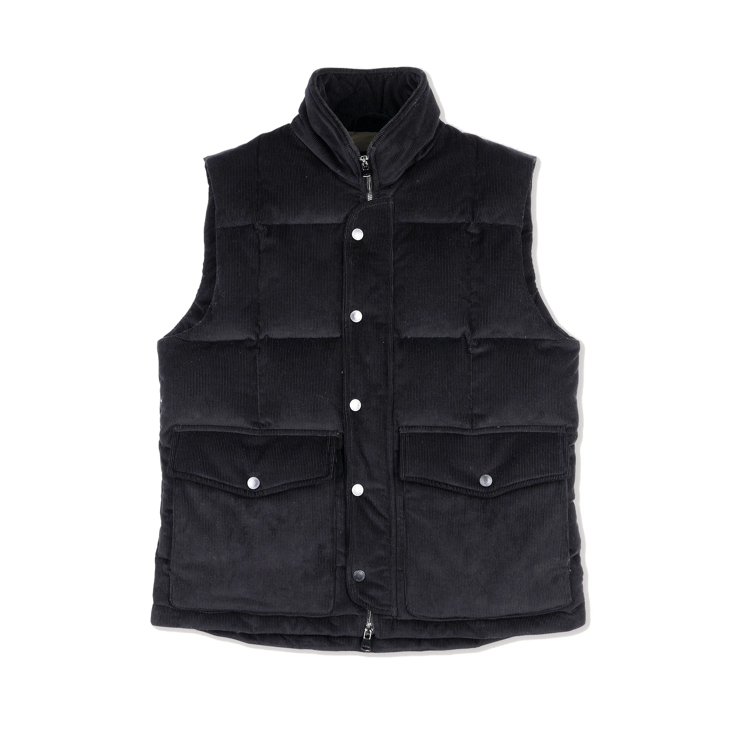 Oliver down-filled vest in black corduroy