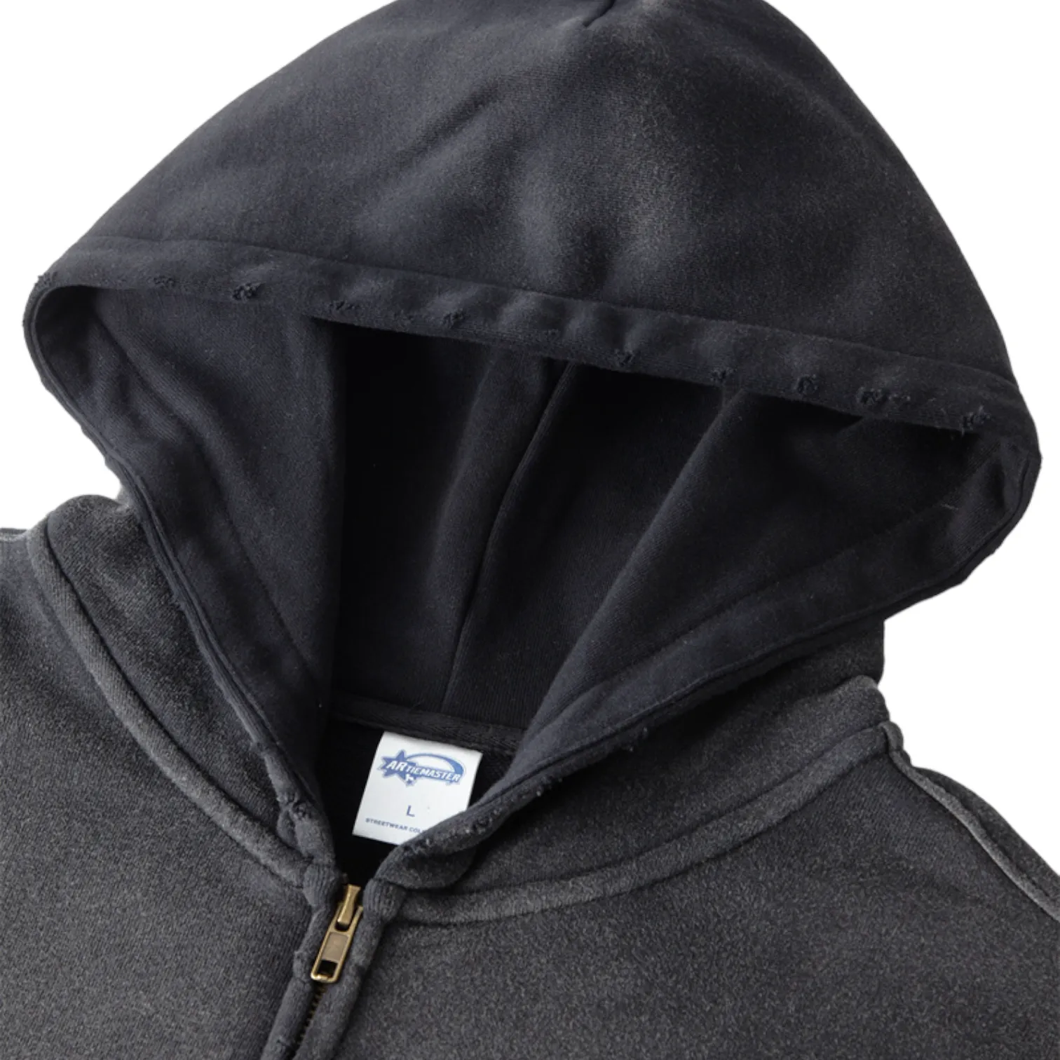 Oversized spray dyed zip front hoodie