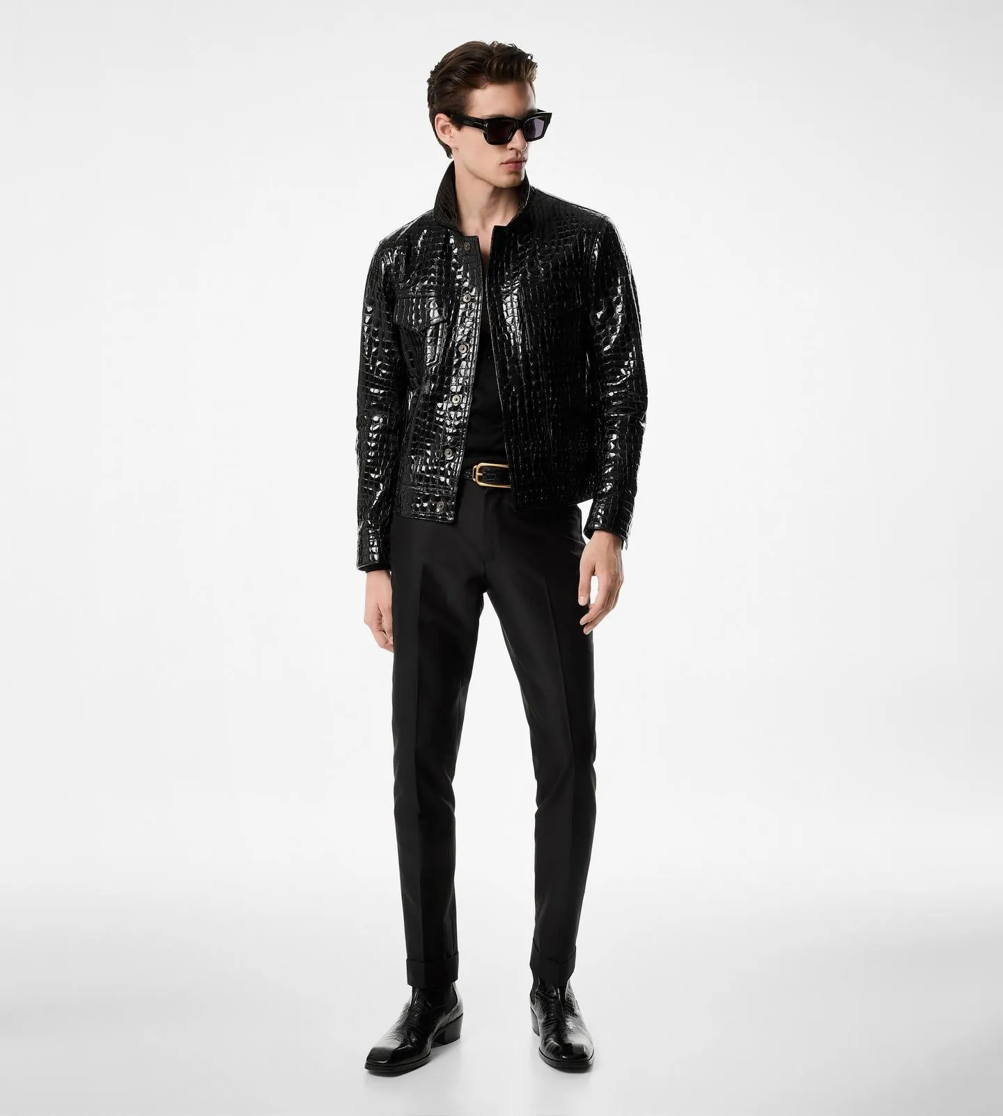 Patent Stamped Croc Jean Jacket