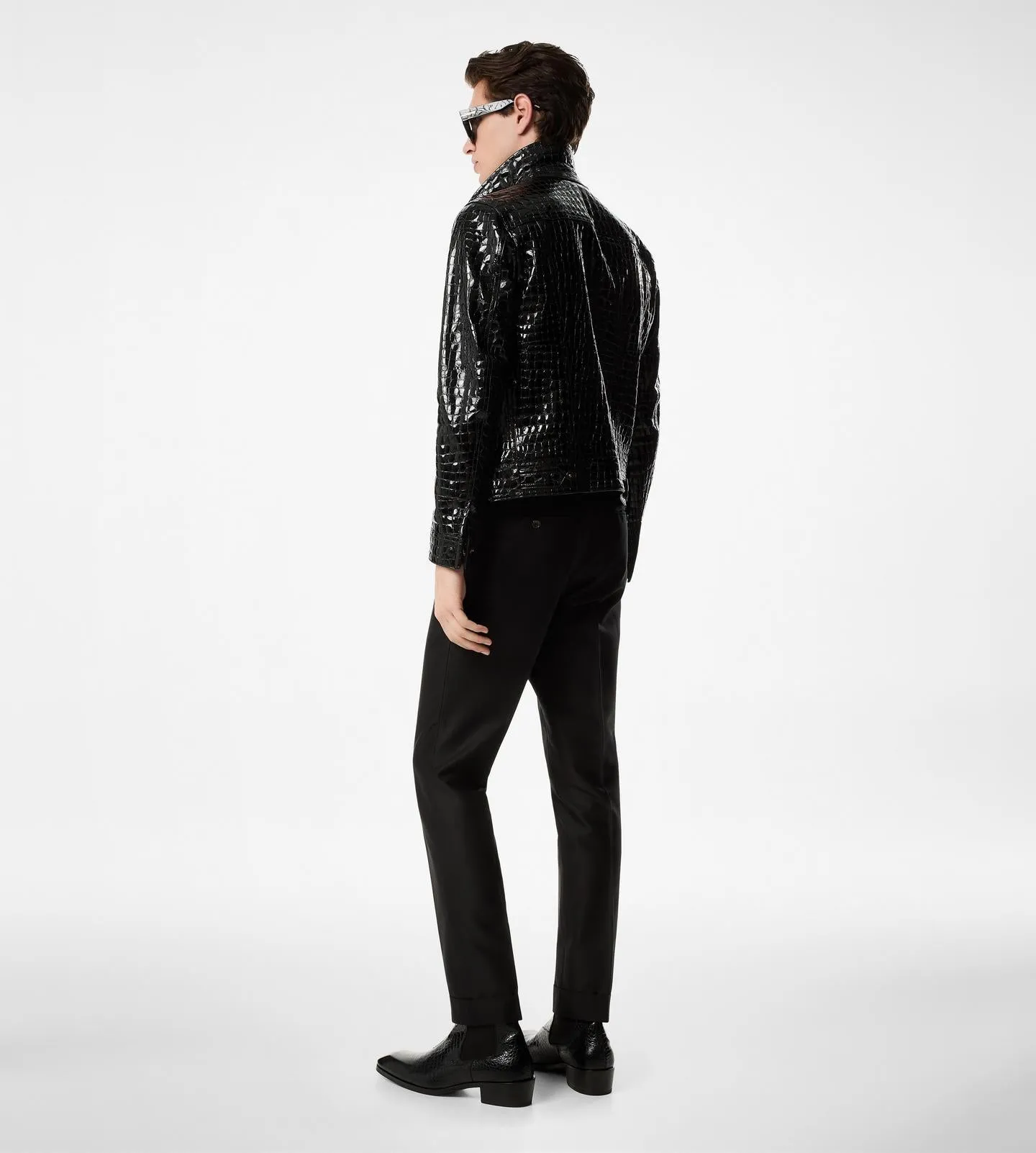 Patent Stamped Croc Jean Jacket