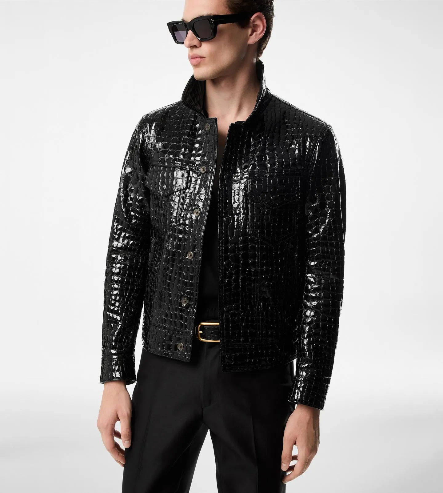 Patent Stamped Croc Jean Jacket